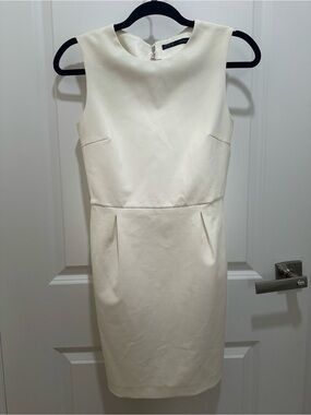 Zara Cream Sleeveless Midi Sheath Dress